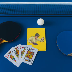 Tischtennisspieler spielt Karten Spielkarten