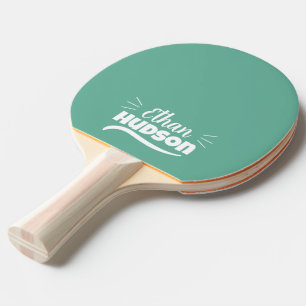Tischtennisspieler - Weißer Name auf Türkisblau Tischtennis Schläger