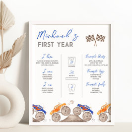 Tischtenniszeichen für Retro-Rennwagen Poster