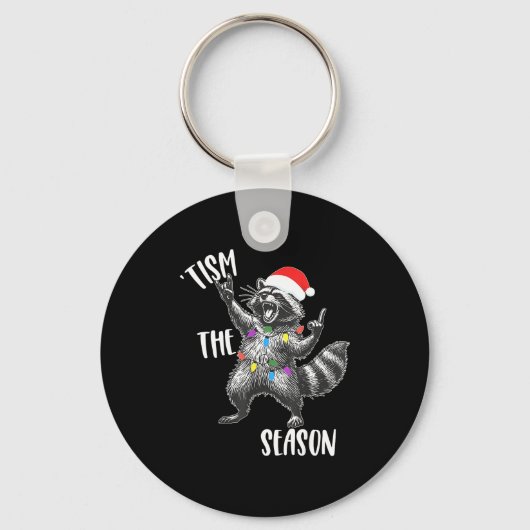 Tism The Season Raccoon Rock Santa Hat Autism Chri Schlüsselanhänger (Vorderseite)