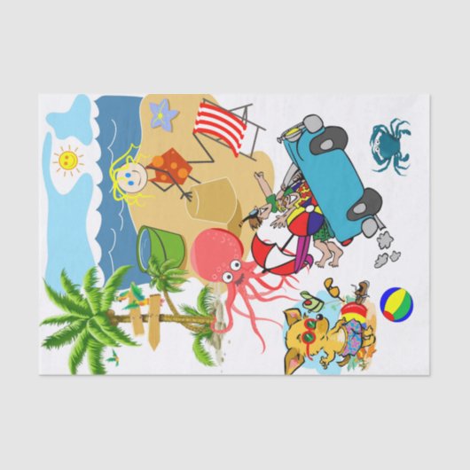 Tissue Beach Fun Octopus Dog Seidenpapier (Vorderseite)