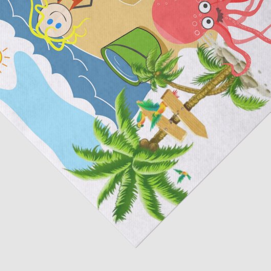 Tissue Beach Fun Octopus Dog Seidenpapier (Ausschnitt)