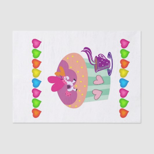 Tissue Cupcake farbenfrohe Herzen Seidenpapier (Vorderseite)