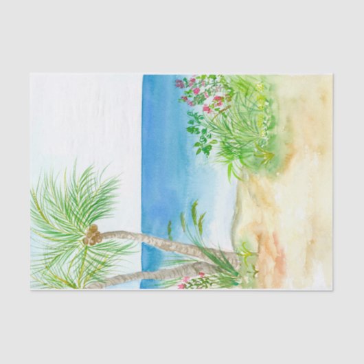 Tissue for Watercolor Tropical Beach Seidenpapier (Vorderseite)