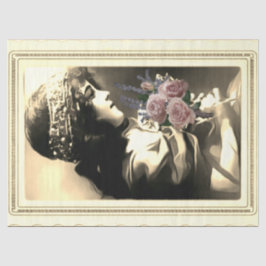 Tissue (Girl Holding-Rose) Seidenpapier