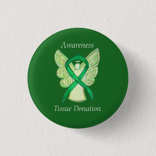 Tissue Green Awareness Ribbon Angel Buttone Button (Vorderseite)