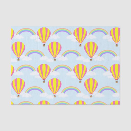 Tissue - Hot Air Balloon - auf Light Blue Seidenpapier (Vorderseite)