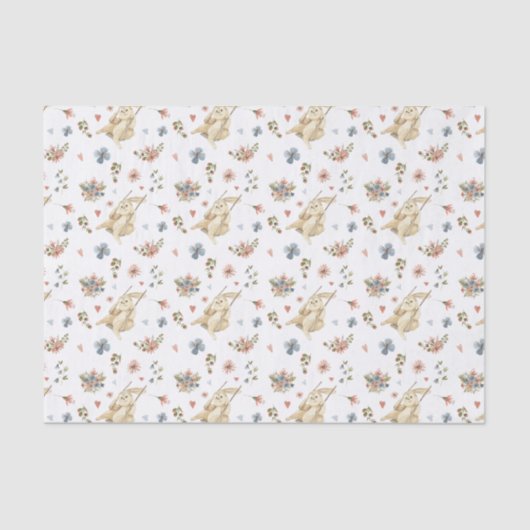 Tissue Paper (25 cm x 38 cm) - Rabbit Pattern Seidenpapier (Vorderseite)