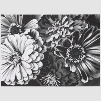 Tissue paper black and white flowers seidenpapier