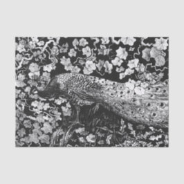 Tissue Paper BLACK AND WHITE PEACOCK Seidenpapier