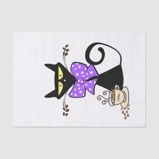 Tissue Paper Black Cat Boat Kaffee Seidenpapier (Vorderseite)