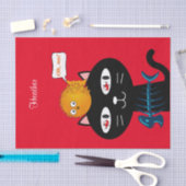 Tissue Paper Black Kitten Cat Fish Fish Knochen Seidenpapier (Handwerk)