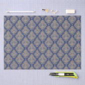 Tissue Paper (Blaue und goldene Damaskus) Seidenpapier (Handwerk)