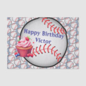 Tissue Paper Blue Baseball Happy Birthday  Seidenpapier (Vorderseite)
