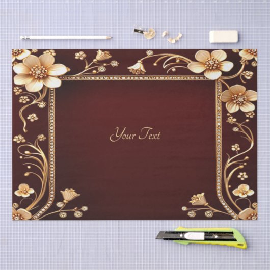 Tissue Paper Burgundy Golden Blume Seidenpapier (Handwerk)