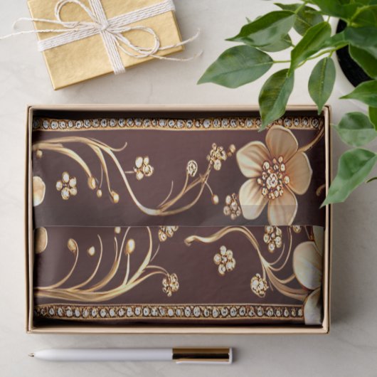 Tissue Paper Burgundy Golden Blume Seidenpapier (Geschenk)