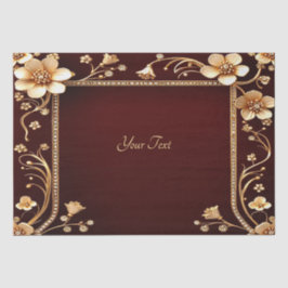 Tissue Paper Burgundy Golden Blume Seidenpapier