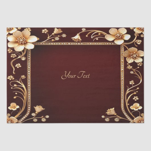 Tissue Paper Burgundy Golden Blume Seidenpapier (Vorderseite)