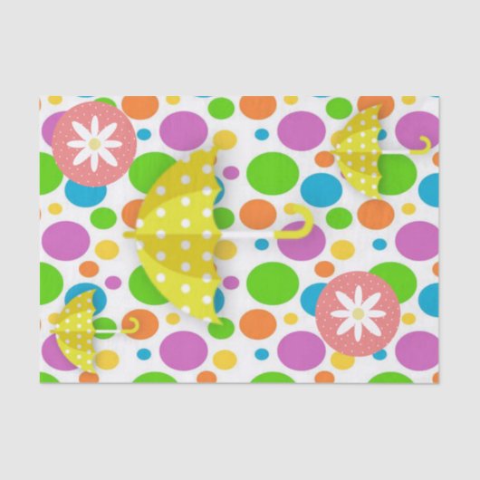 Tissue Paper Colorful Circles Yellow Umbrelles Seidenpapier (Vorderseite)