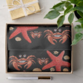 Tissue Paper Crabs Starfish Beach Muscheln Black Seidenpapier (Geschenk)