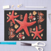 Tissue Paper Crabs Starfish Beach Muscheln Black Seidenpapier (Handwerk)