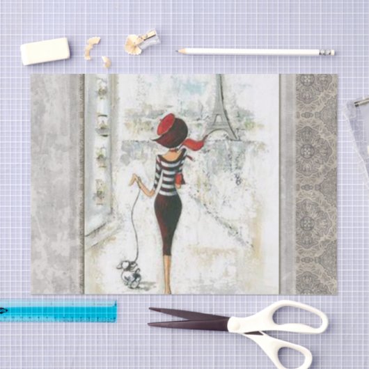 Tissue Paper Paris France Lady Seidenpapier (Handwerk)