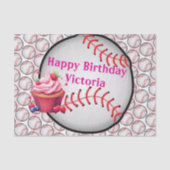 Tissue Paper Pink Baseball Happy Birthday  Seidenpapier (Vorderseite)