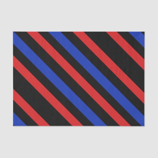 Tissue Paper Red, Black and Blue Diagonal Stripes Seidenpapier (Vorderseite)