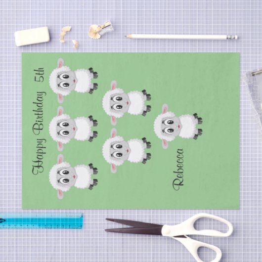 Tissue Paper Sheep Happy Birthday 5. Seidenpapier (Handwerk)