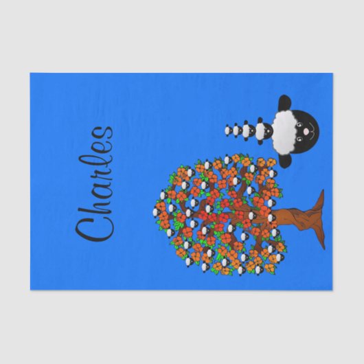 Tissue Paper Sheep Tree Blue Seidenpapier (Vorderseite)