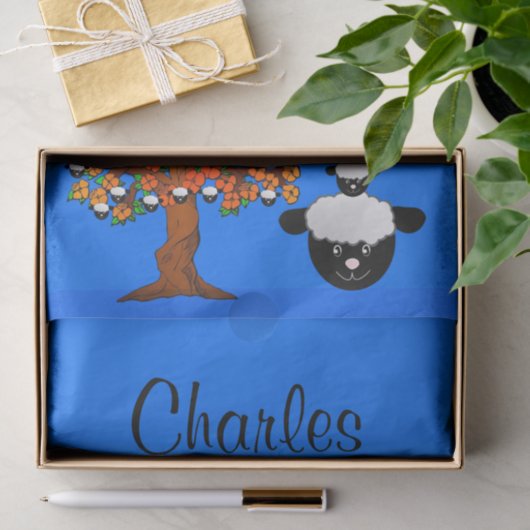 Tissue Paper Sheep Tree Blue Seidenpapier (Geschenk)