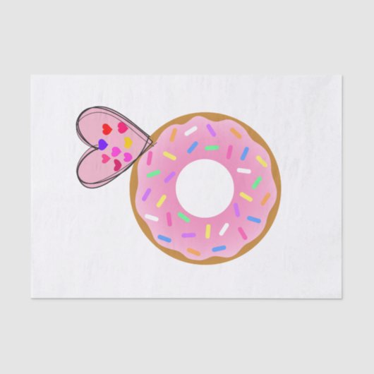 Tissue Paper Strawberry Donut Pink Heart Seidenpapier (Vorderseite)