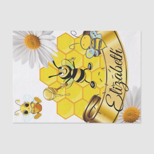 Tissue Paper Stripes Bumblebee White Daisy Seidenpapier (Vorderseite)