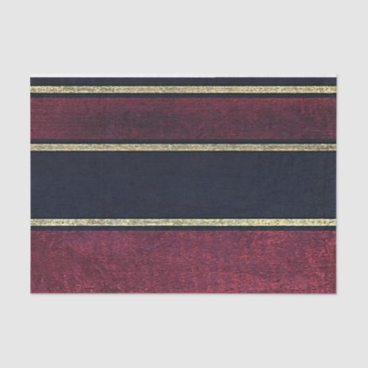 Tissue Paper Stripes Gold Burgundy Black Seidenpapier (Vorderseite)