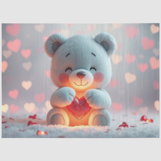 Tissue Paper Teddy mit einem Herzen Seidenpapier (Vorderseite)