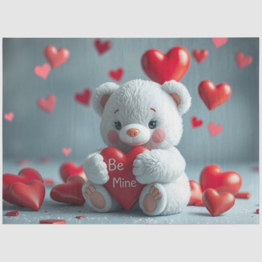 Tissue Paper Teddy with a Heart  Seidenpapier (Vorderseite)