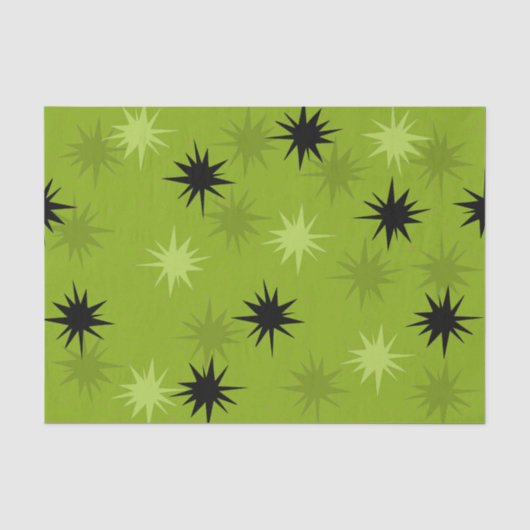 Tissue Paper über grüne Sternexplosionen Seidenpapier (Vorderseite)