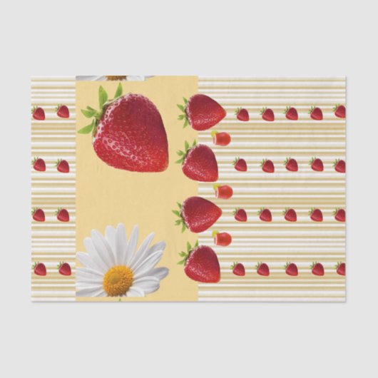 Tissue Paper White Daisy Strawberry Seidenpapier (Vorderseite)
