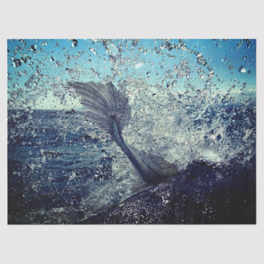 Tissue Paper with Mermaid Diving in Waves Seidenpapier (Vorderseite)