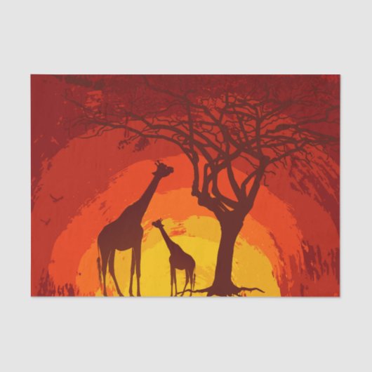 Tissue Paper Wrapping African Safari Giraffe Sun Seidenpapier (Vorderseite)
