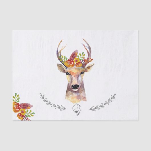 Tissue Paper Wrapping Boho Deer Buck Head Browning Seidenpapier (Vorderseite)