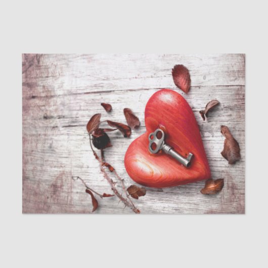 Tissue Paper Wrapping Country Wood Key to my Heart Seidenpapier (Vorderseite)