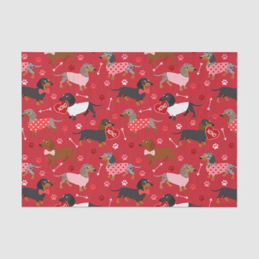 Tissue Paper zur Dackel Valentine Seidenpapier (Vorderseite)