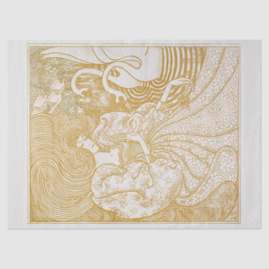 TISSUE PAPIER : FRAU MIT SWANS : JAN TOOROP 1894 (Vorderseite)