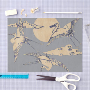 TISSUE-PAPIERKRANE UND WOLKEN JAPANISCH SEIDENPAPIER