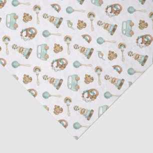 Tissue-Papierseiten, Vintage-Spielzeug auf weißem Seidenpapier