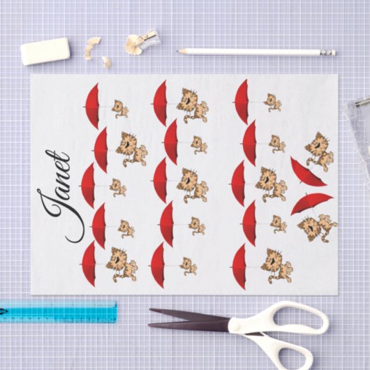 Tissue Red Umbrella Cats Seidenpapier (Handwerk)