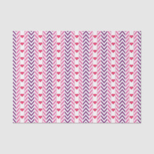 Tissue (rote Herzen und Lila Chevrons) Seidenpapier