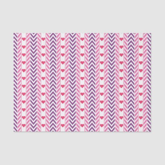 Tissue (rote Herzen und Lila Chevrons) Seidenpapier (Vorderseite)