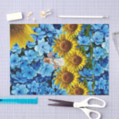 Tissue Sunflower Blue Black Floral Seidenpapier (Handwerk)